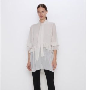 Sheer Flouncy Blouse With Tie